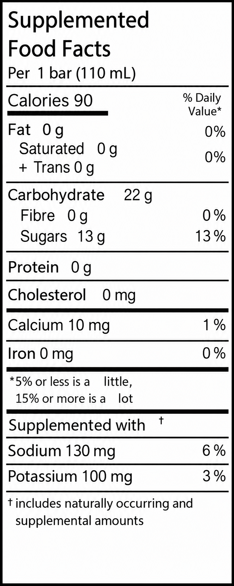 BFRÖZ nutrition facts